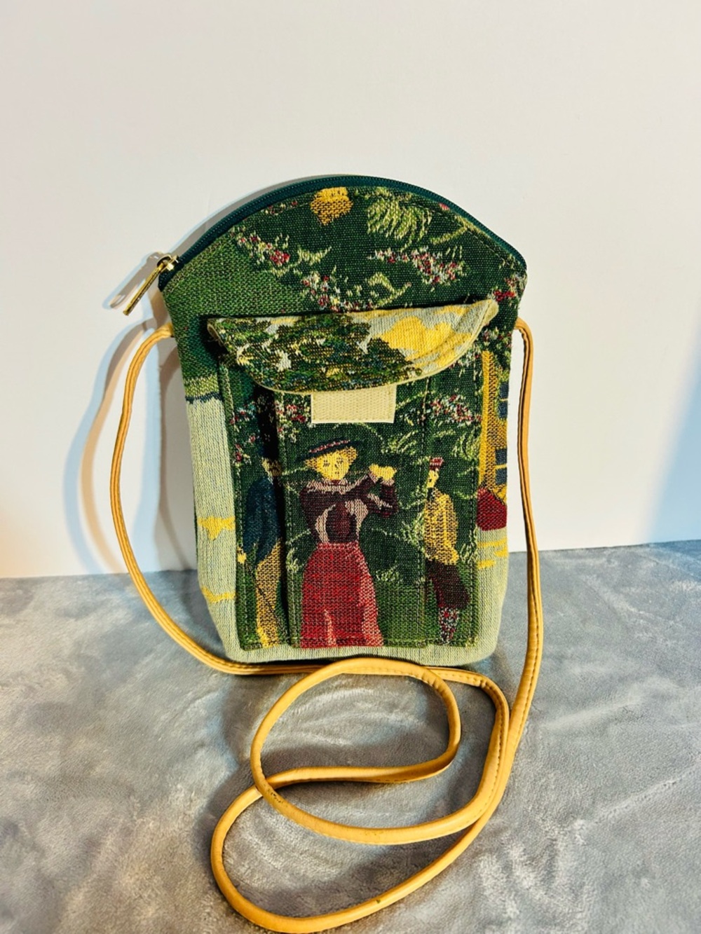 Vintage Tapestry Golf Scene Crossbody Bag Boho Mini Purse Novelty ⛳️ - Picture 4 of 13